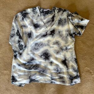 Lilly Mason sweatshirt tie dye V-neck 3/4 sleeves  cotton blend Sz XL